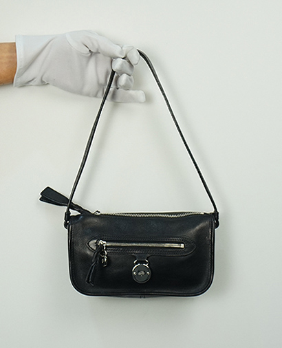Somerset Pouch, &pound;160, Handbags, Black, Leather, Front view